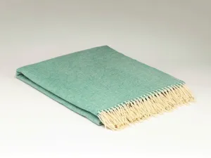Merino Lambswool Throw - Spearmint Herringbone - McNutt of Donegal