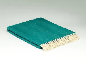 Merino Lambswool Throw - Tropical Green Herringbone - McNutt of Donegal