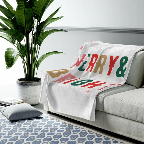 Merry & Bright Plush Blanket Throw for Christmas Holiday
