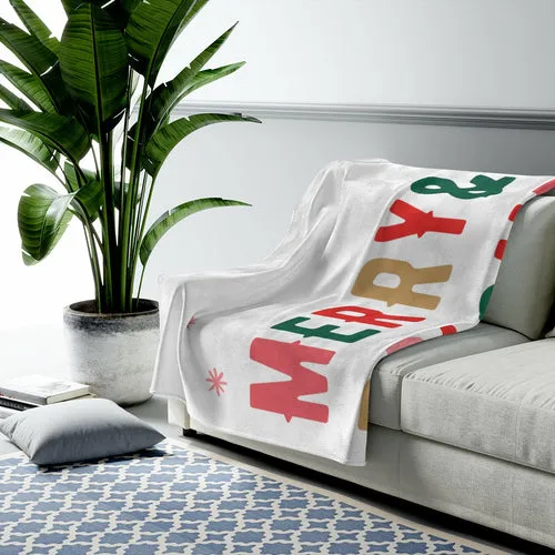 Merry & Bright Plush Blanket Throw for Christmas Holiday