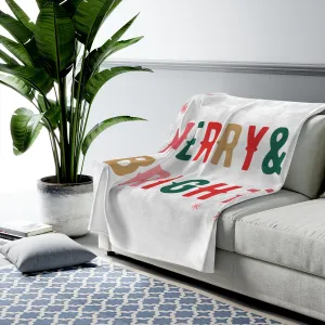 Merry & Bright Plush Blanket Throw for Christmas Holiday