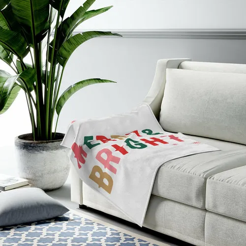 Merry & Bright Plush Blanket Throw for Christmas Holiday