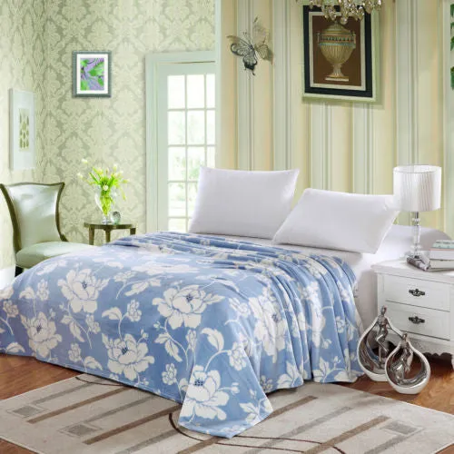 Micro Plush Floral Printed Blanket, Throw Blanket