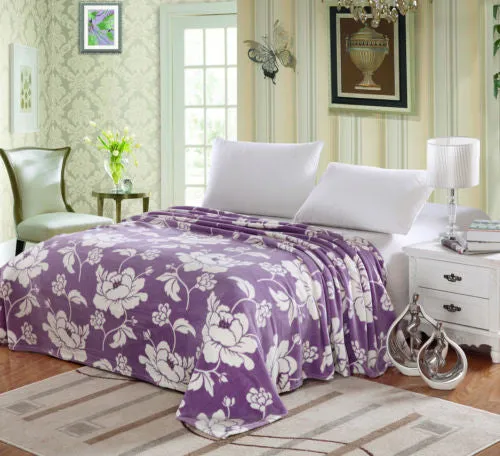 Micro Plush Floral Printed Blanket, Throw Blanket
