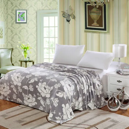 Micro Plush Floral Printed Blanket, Throw Blanket