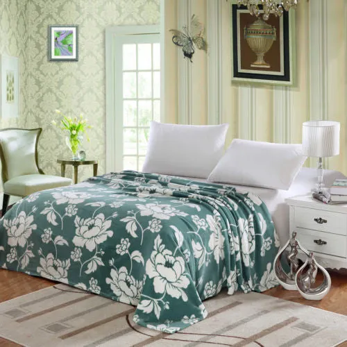 Micro Plush Floral Printed Blanket, Throw Blanket