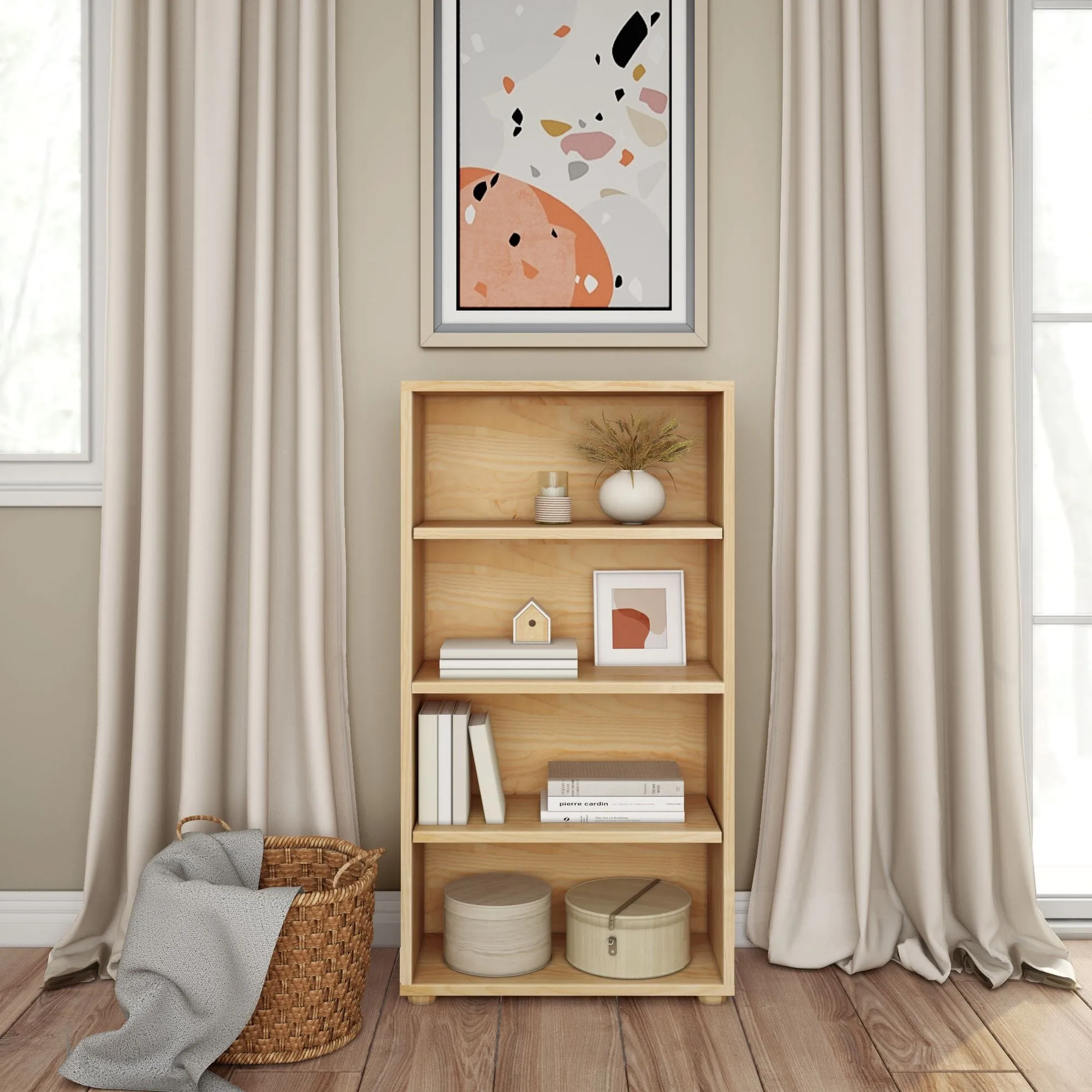 Mid 4 Shelf Bookcase