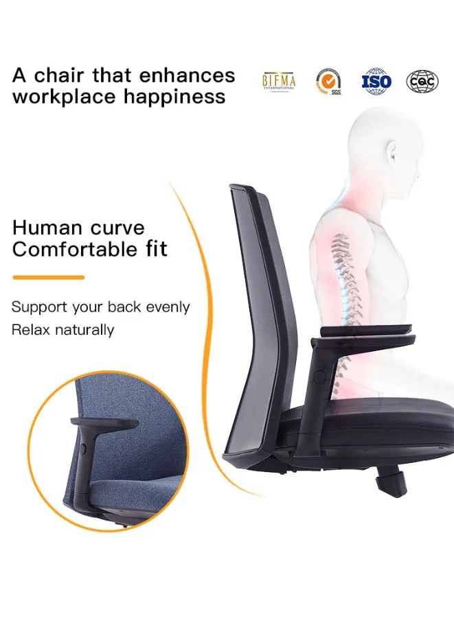 Middle Back Ergonomic Office Chair Without Headrest for Office, Home Office and Shops