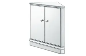 Mirrored 2 doors Antique Silver Paint Chest