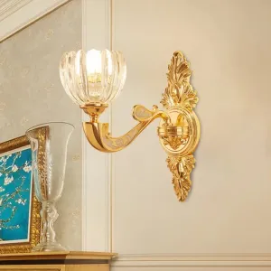 Modern Beveled Crystal Dome Sconce Light Fixture: Gold 1/2-Bulb Wall Lamp for the Bedroom