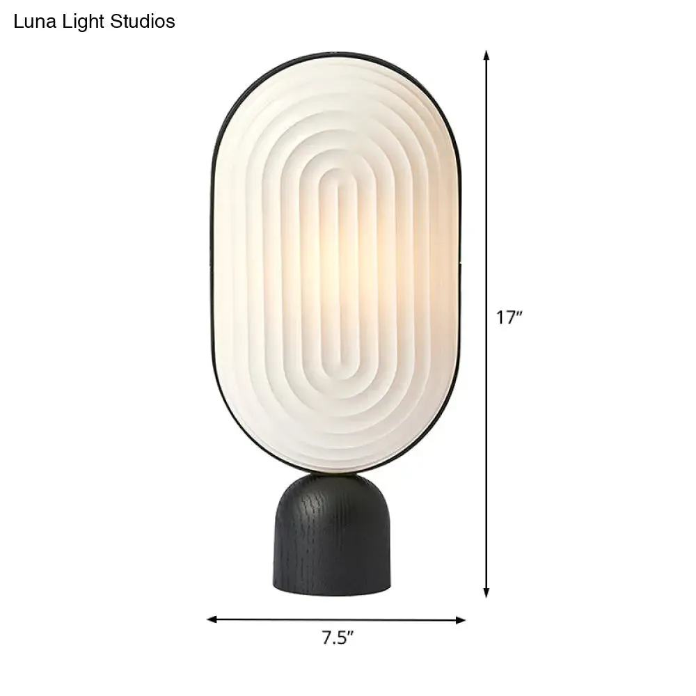 Modern LED Bedside Lamp - White Oblong Book Light with Resin Shade