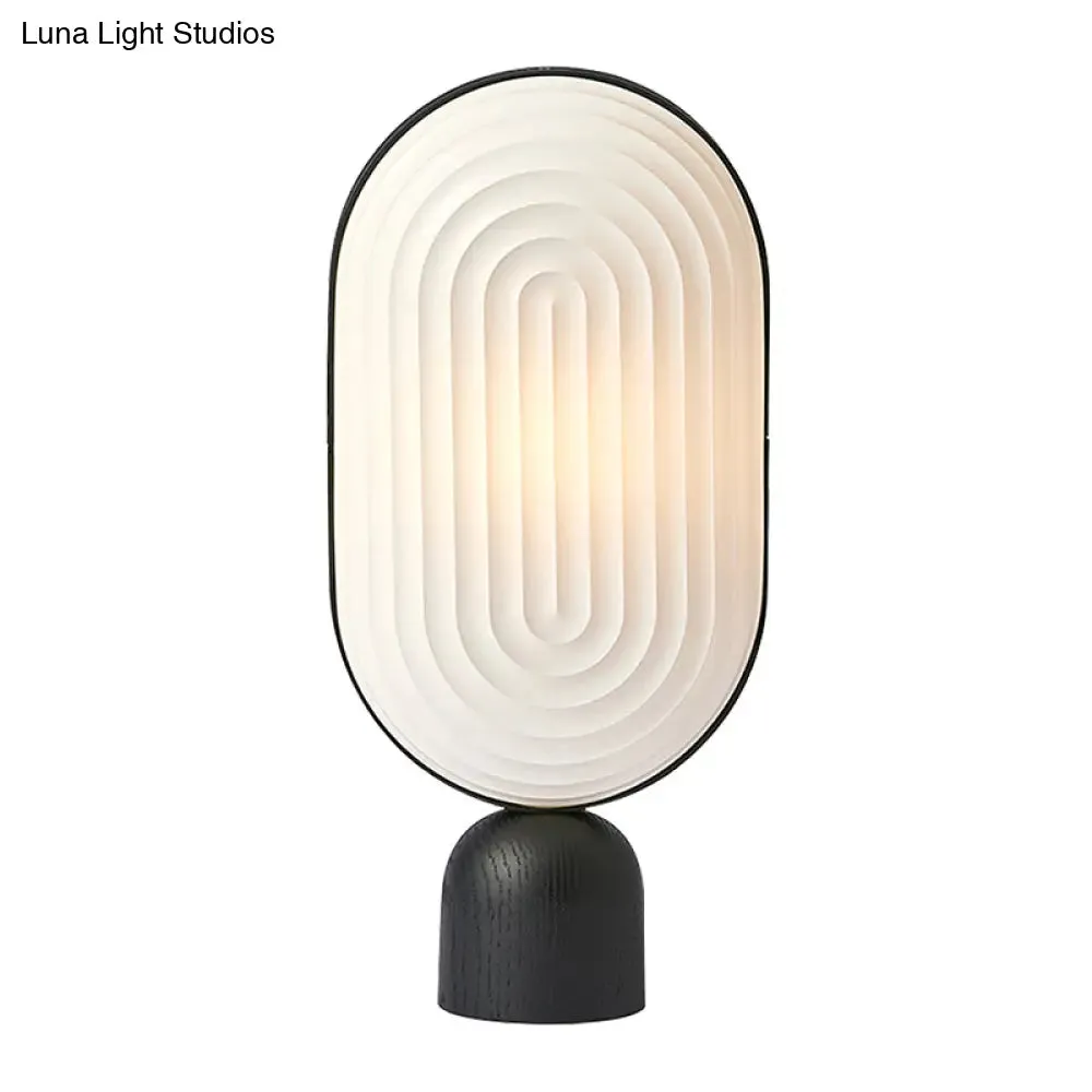 Modern LED Bedside Lamp - White Oblong Book Light with Resin Shade
