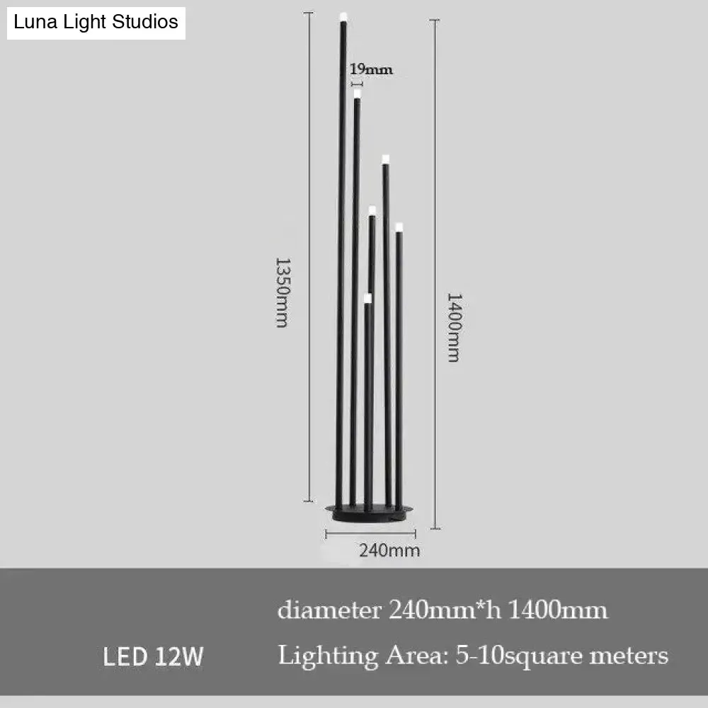 Modern simple personality black multi-head LED floor lamp branch stand lamp living room reading lamp room bedside floor lamp