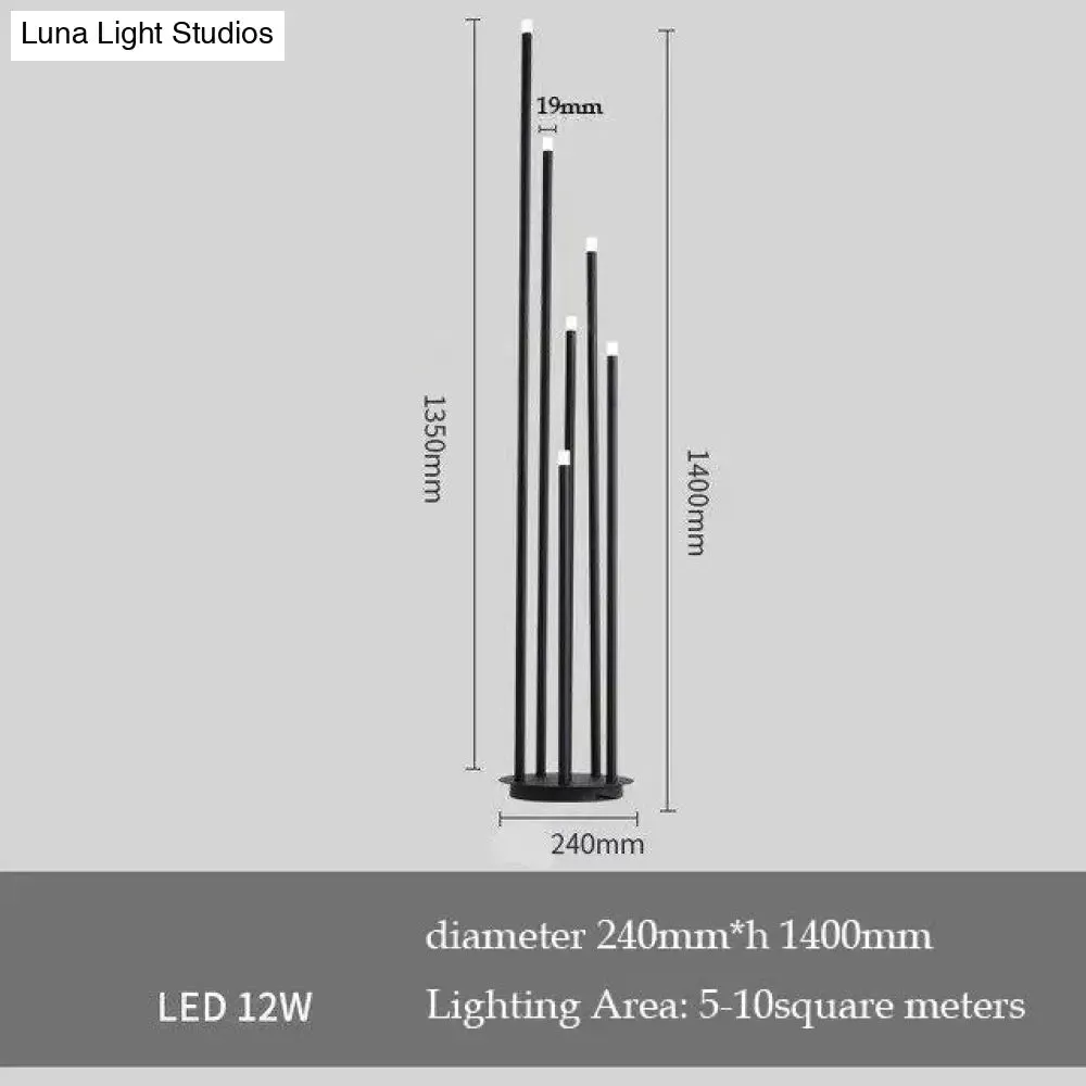 Modern simple personality black multi-head LED floor lamp branch stand lamp living room reading lamp room bedside floor lamp