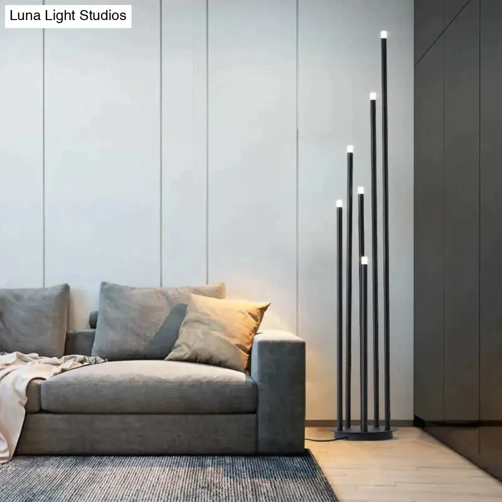 Modern simple personality black multi-head LED floor lamp branch stand lamp living room reading lamp room bedside floor lamp