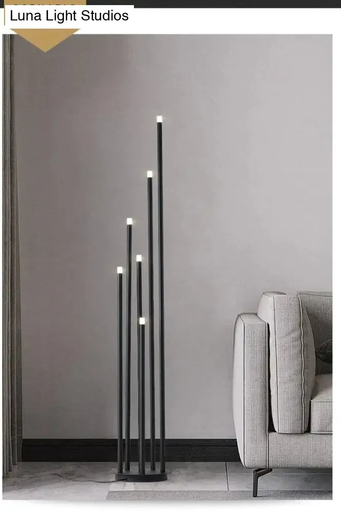 Modern simple personality black multi-head LED floor lamp branch stand lamp living room reading lamp room bedside floor lamp
