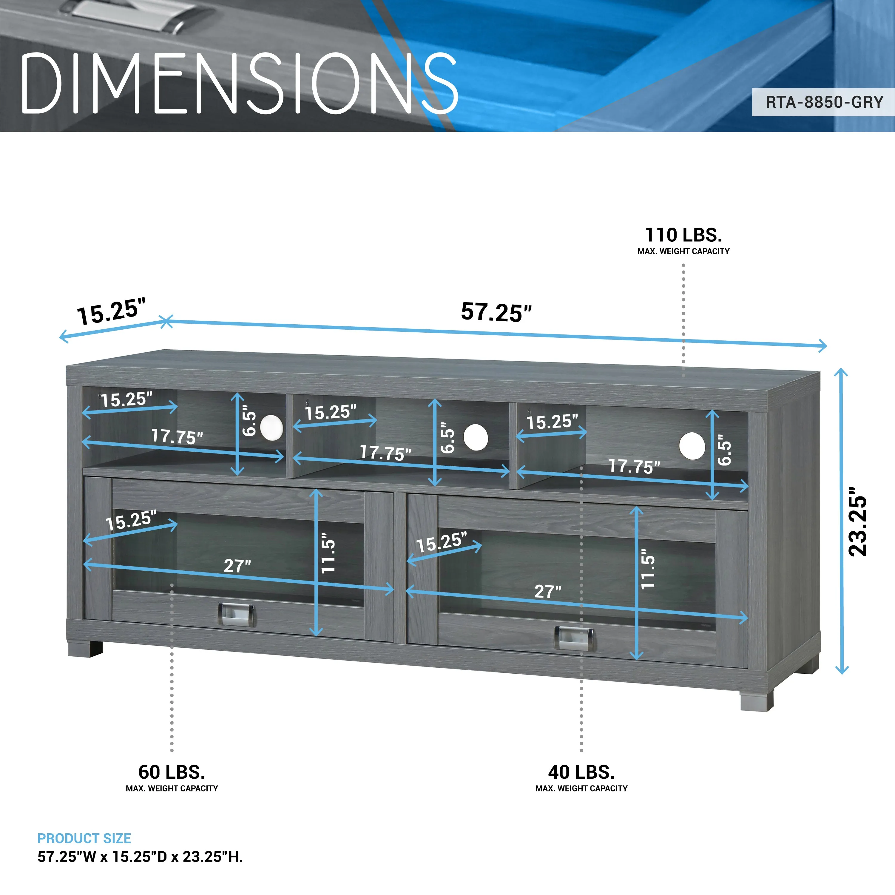 Modern TV Stand with Storage for TVs up to 65"