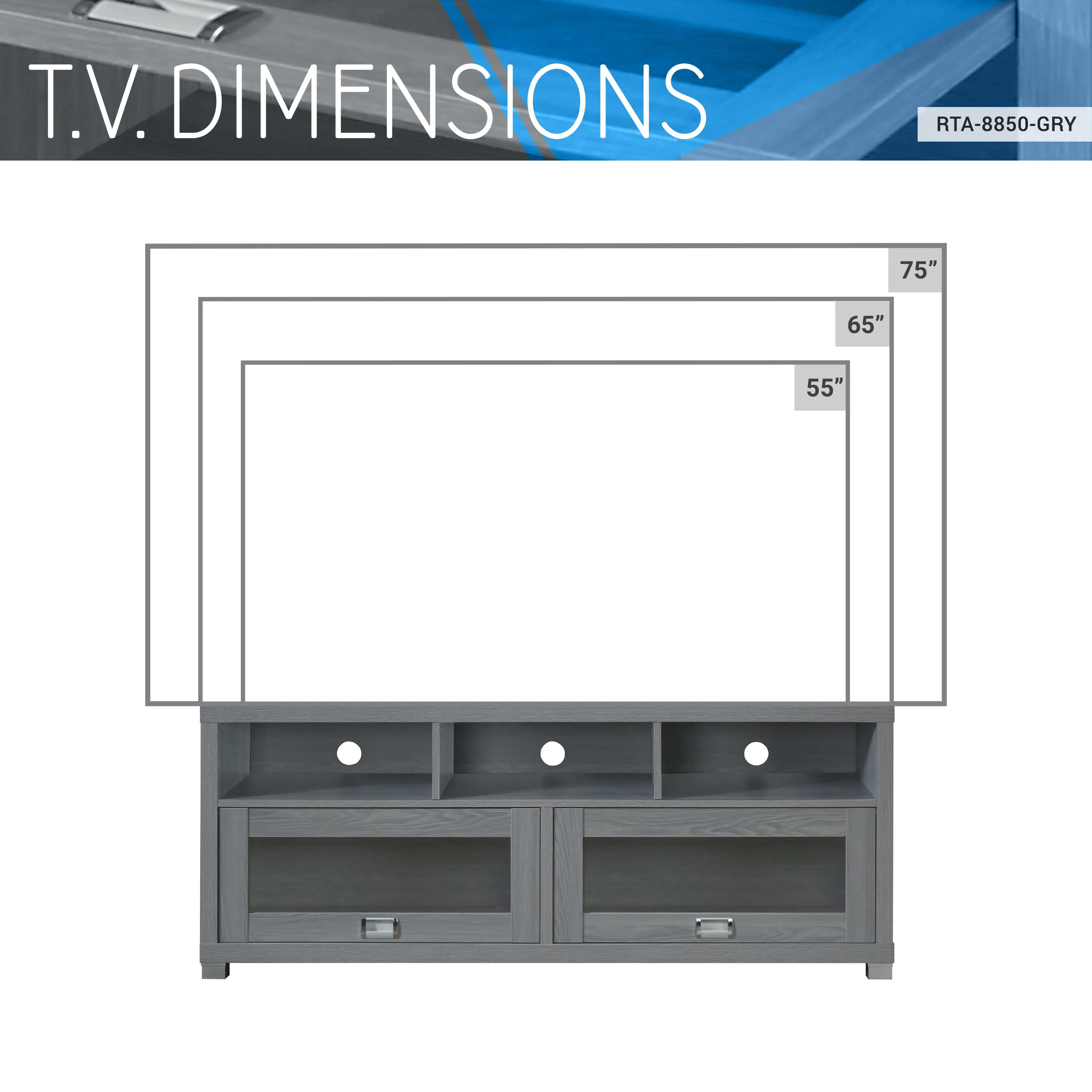 Modern TV Stand with Storage for TVs up to 65"