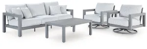 Moonlight View Outdoor Sofa and 2 Chairs with Coffee Table in Gray
