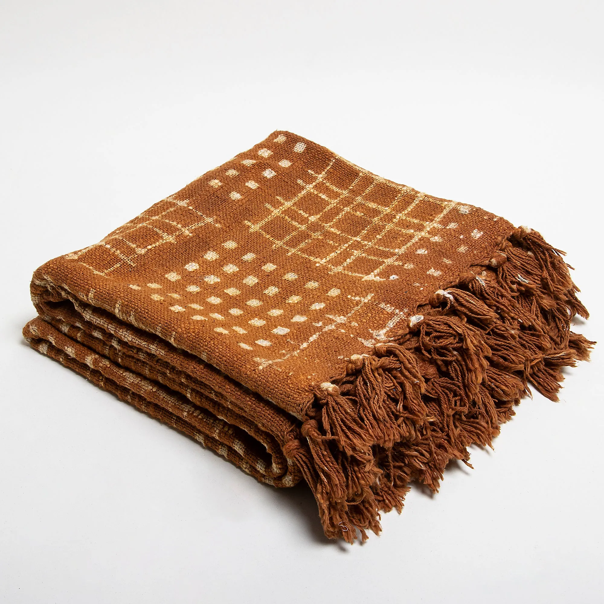 Mustard Yellow Block Print Sofa Throw Blanket For Home Decor