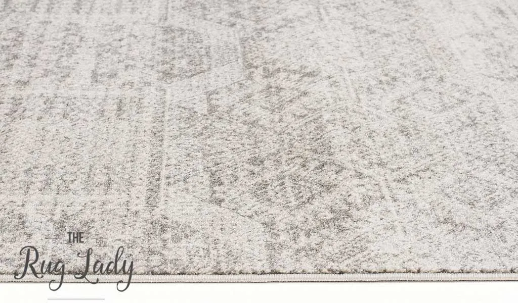 Mystique Silver White Vintage Patterned Hallway Runner