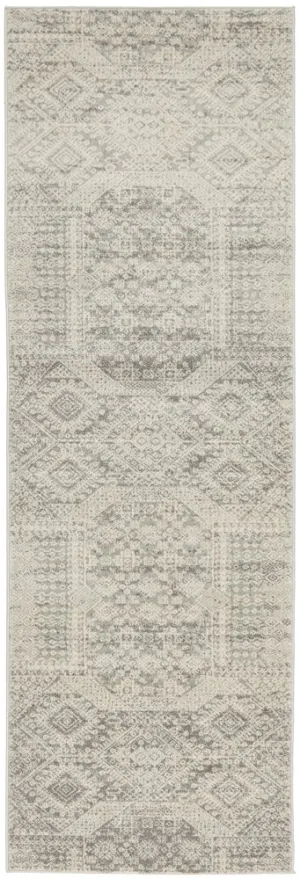 Mystique Silver White Vintage Patterned Hallway Runner
