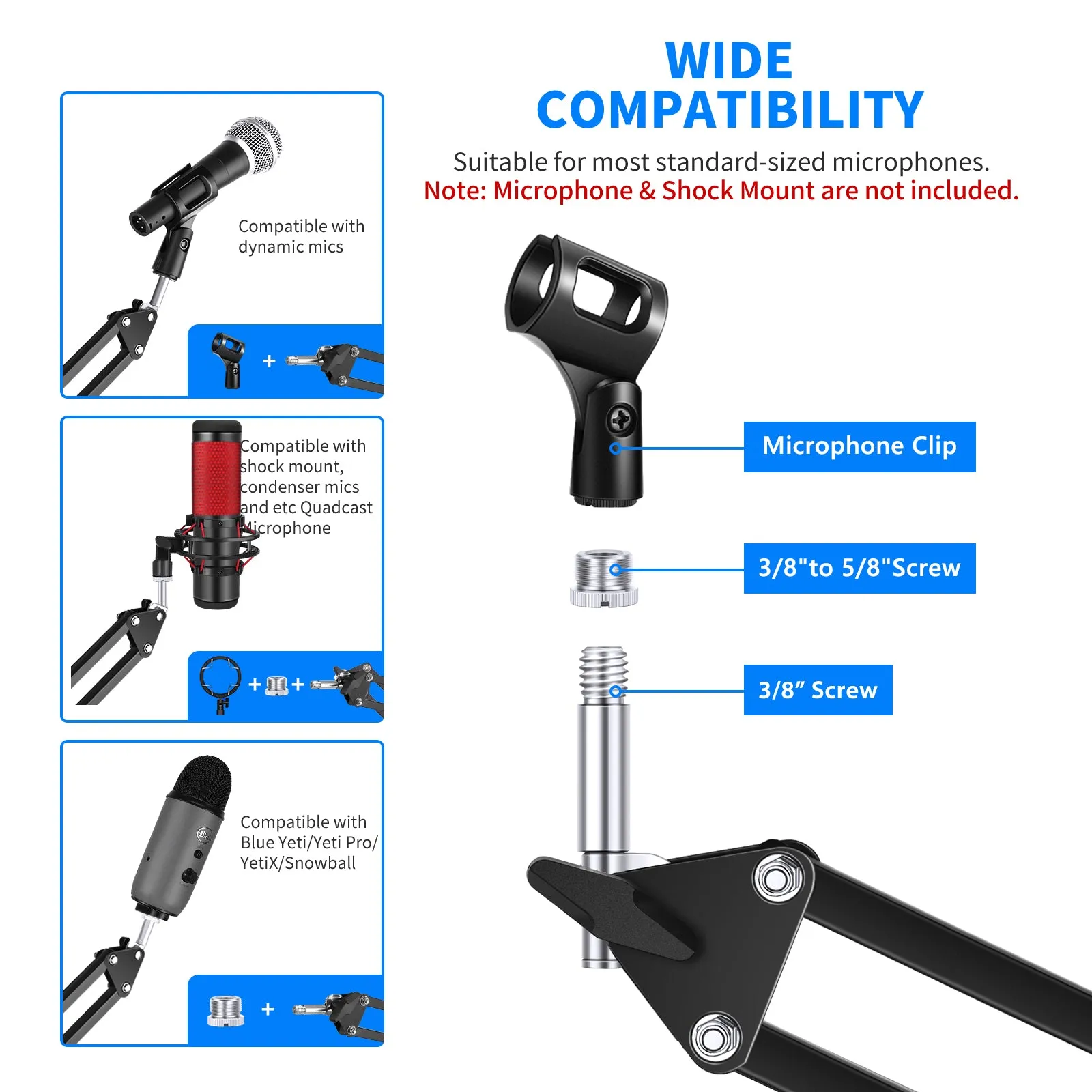 NEEWER Mic Arm Microphone Stand Boom Suspension Scissor Stand