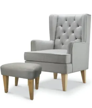 Nested Soothe Easy Chair with Footstool - Grey