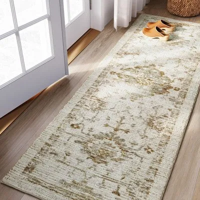 New - 2'4"x7' Runner Vintage Tufted Distressed Rug Tan - Threshold