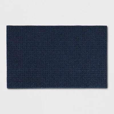 New - 2'6"x3'10" Washable Solid Machine Tufted Accent Rug Blue - Threshold