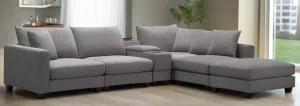 New York Modular With Ottoman Lounge-Medium Grey