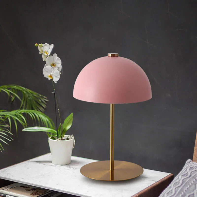 Nordic Simple Pink Dome Copper Base 1-Light Table Lamp