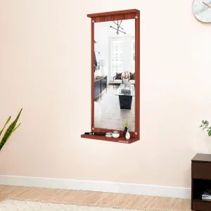 Odestar Wooden Hanging Wall Mirror 80 x 35 x 12 Cm for Living Room, Bedroom, Dressing table, Perfect for Any Room Enginering Wood (Particle Board) | KIAN | Rectangular Size Classic Walnut