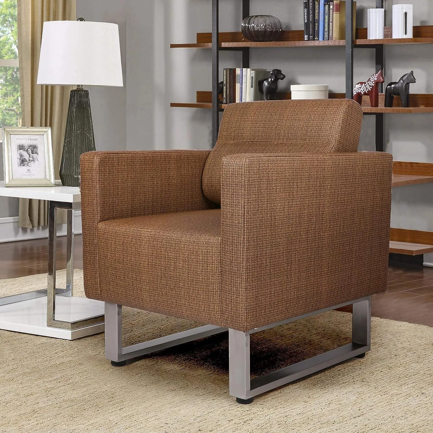 Office Guest Chairs Sofa Leather Club Chairs Accent Chairs with PU Leather Soft Sponge, Coffee