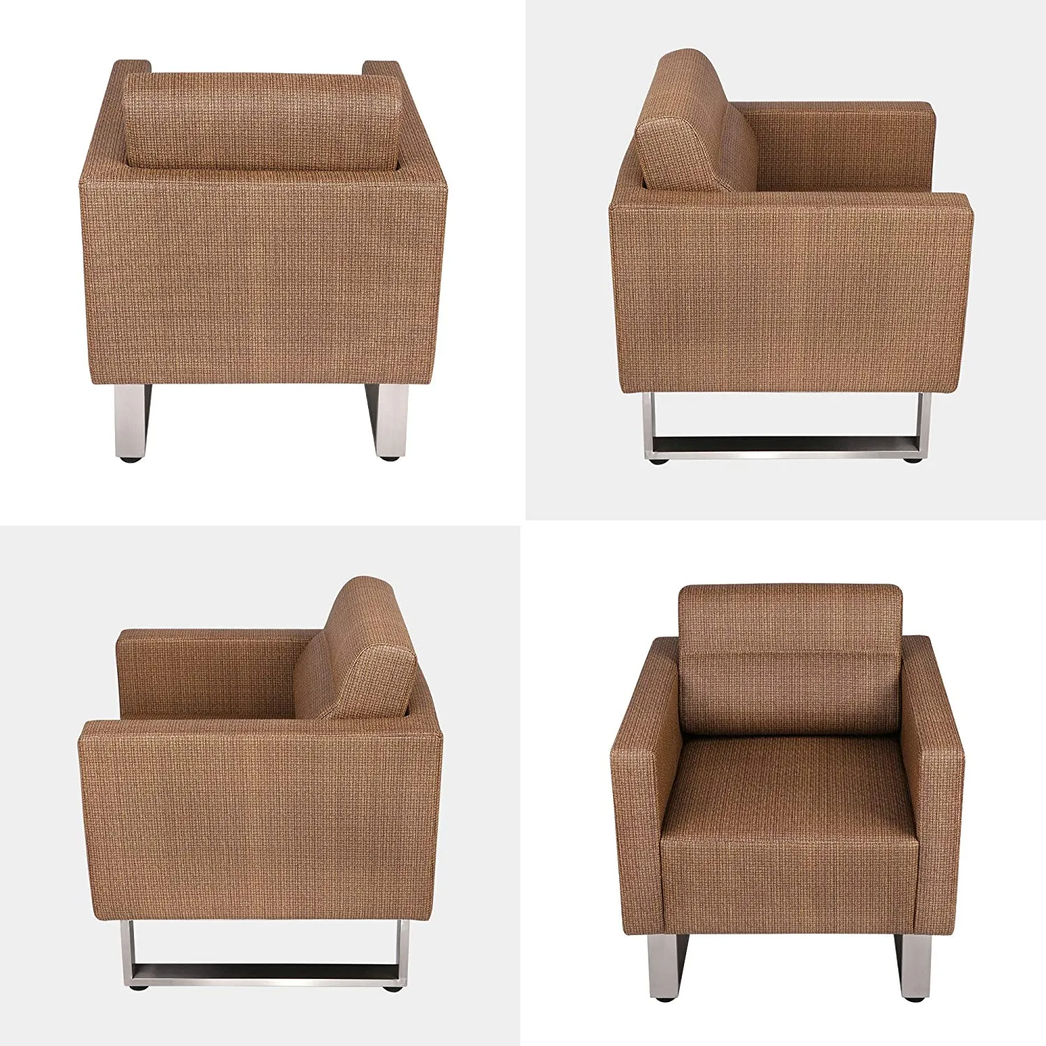 Office Guest Chairs Sofa Leather Club Chairs Accent Chairs with PU Leather Soft Sponge, Coffee