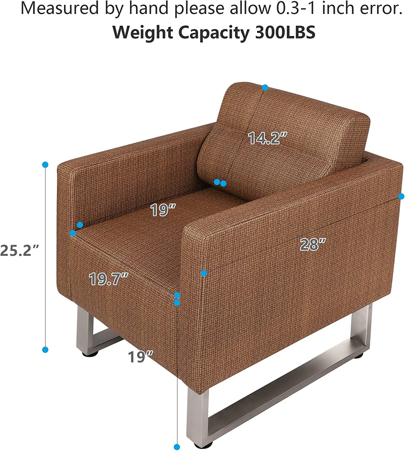 Office Guest Chairs Sofa Leather Club Chairs Accent Chairs with PU Leather Soft Sponge, Coffee