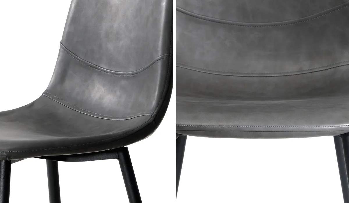Oikiture 2x Dining Chairs Kitchen Accent Chair Lounge Room PU Leather Grey