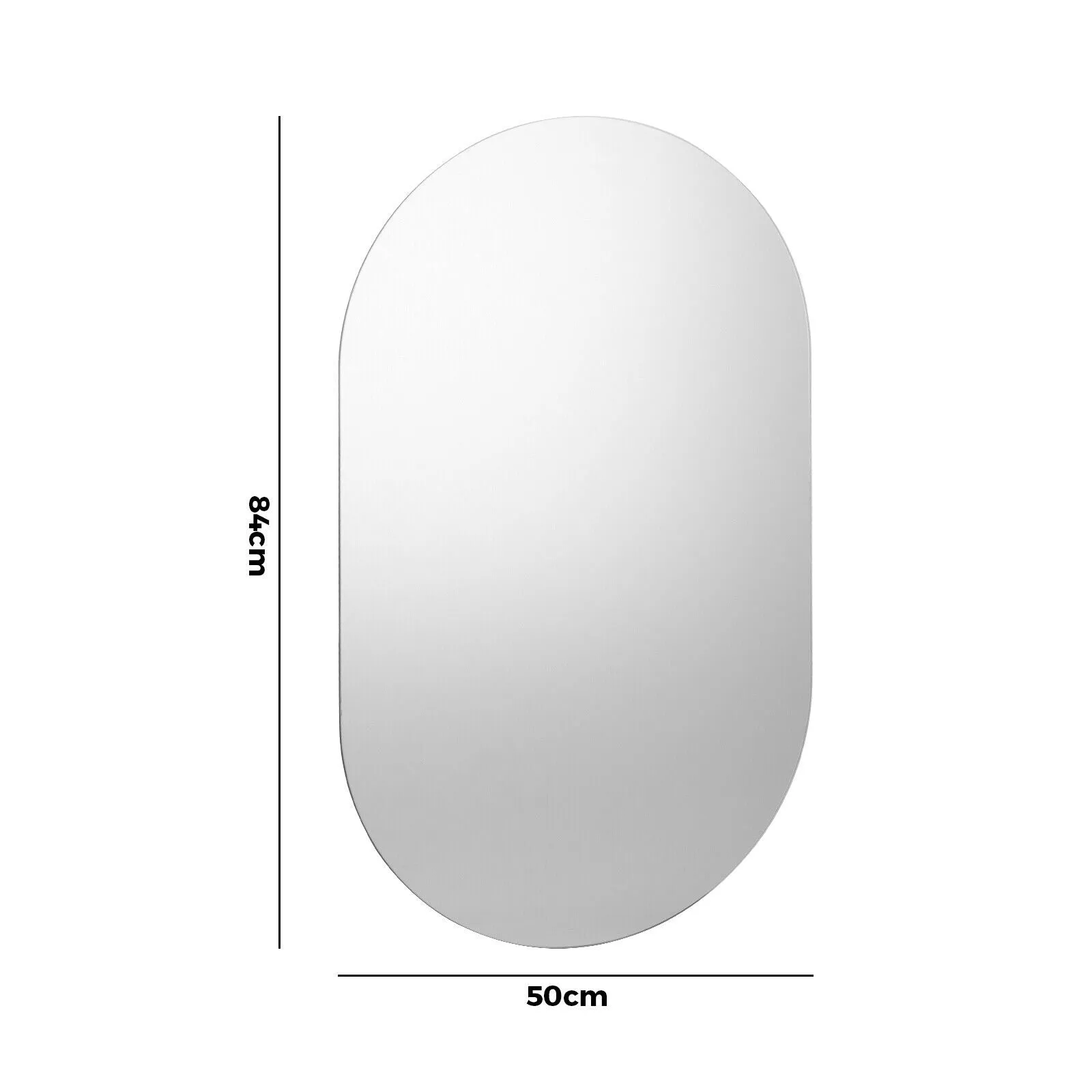 Oikiture Wall Mirrors Oval Makeup Mirror Bathroom Frameless 84x50cm