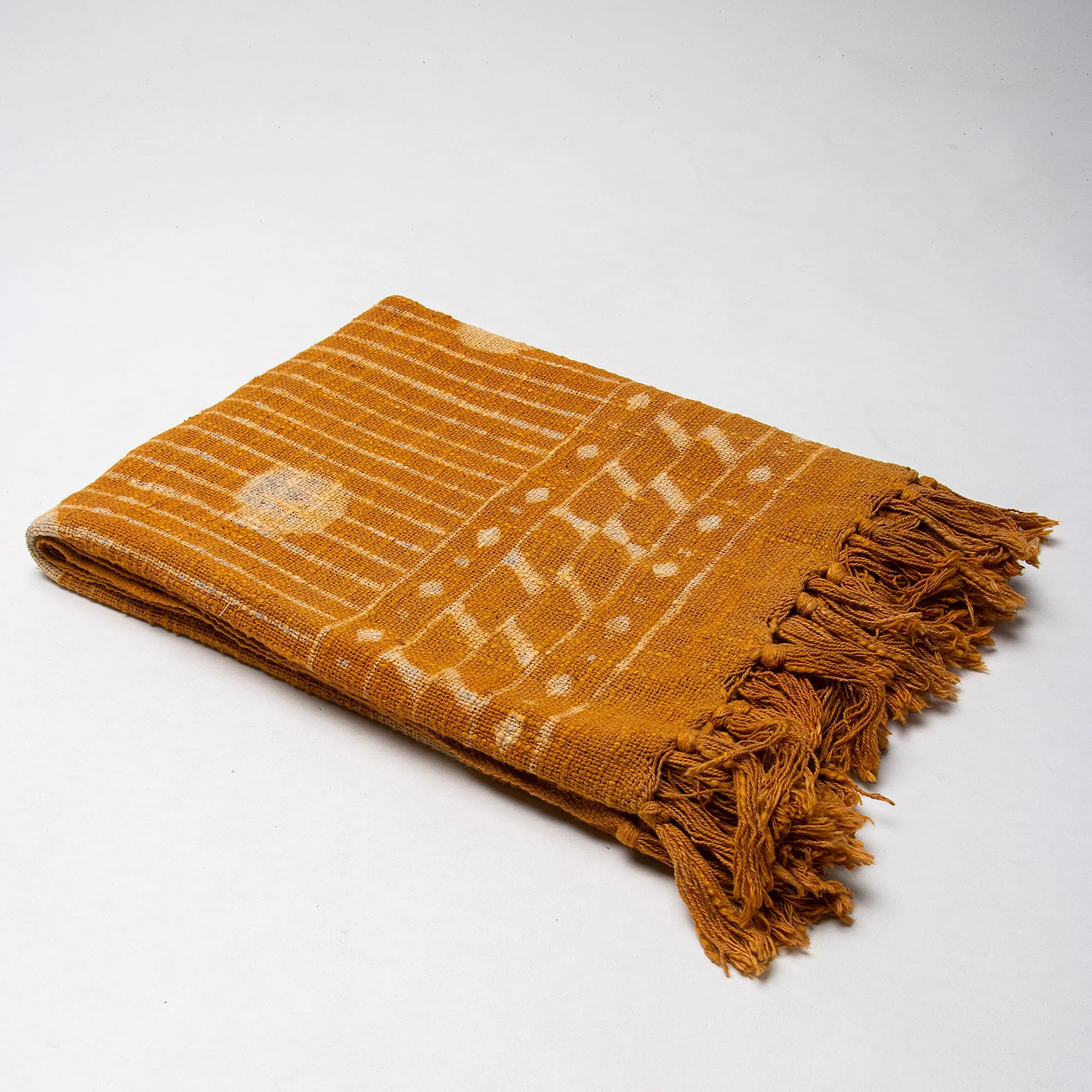 Orange Polka Dots Hand Block Print Organic Cotton Sofa Throw Blanket