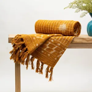 Orange Polka Dots Hand Block Print Organic Cotton Sofa Throw Blanket