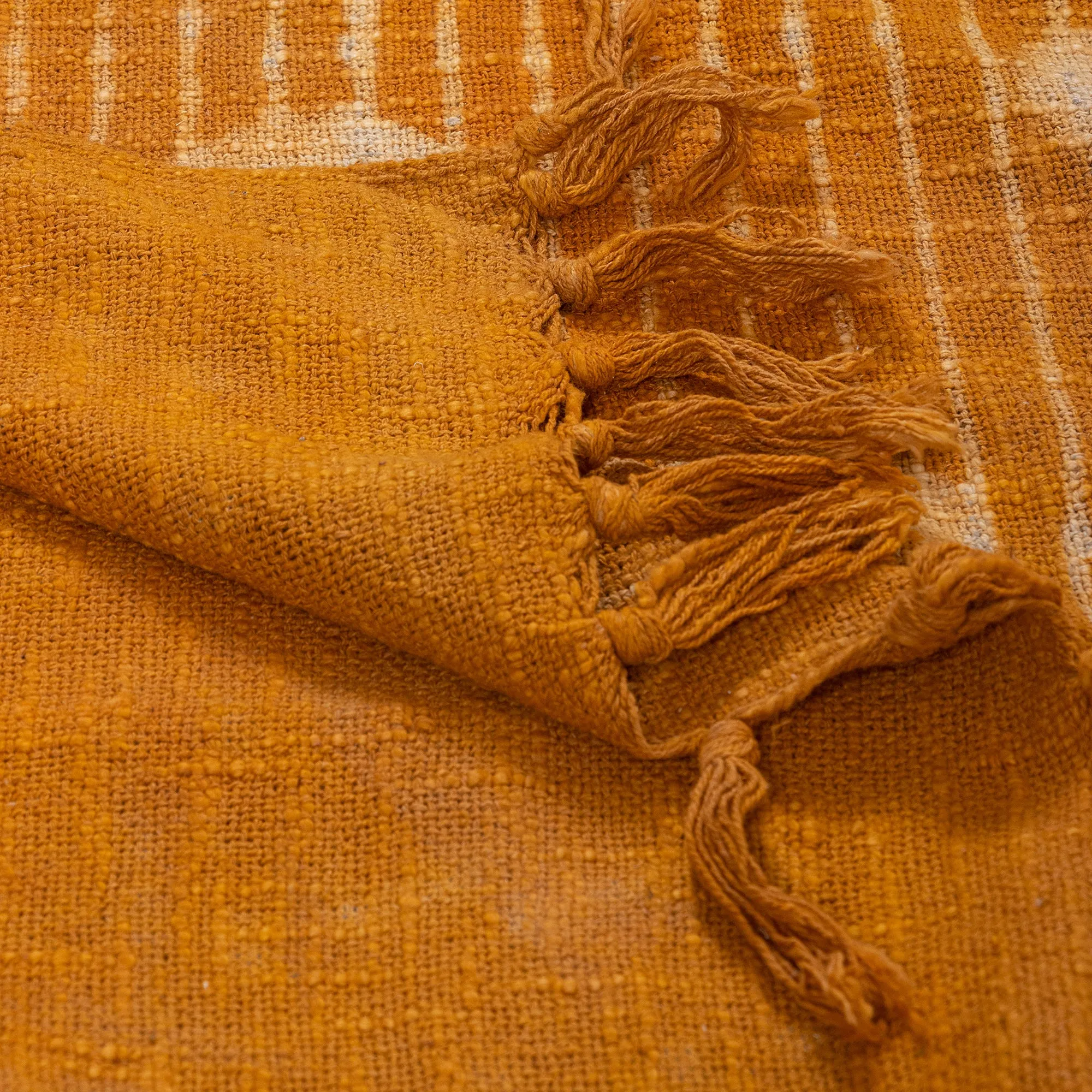 Orange Polka Dots Hand Block Print Organic Cotton Sofa Throw Blanket