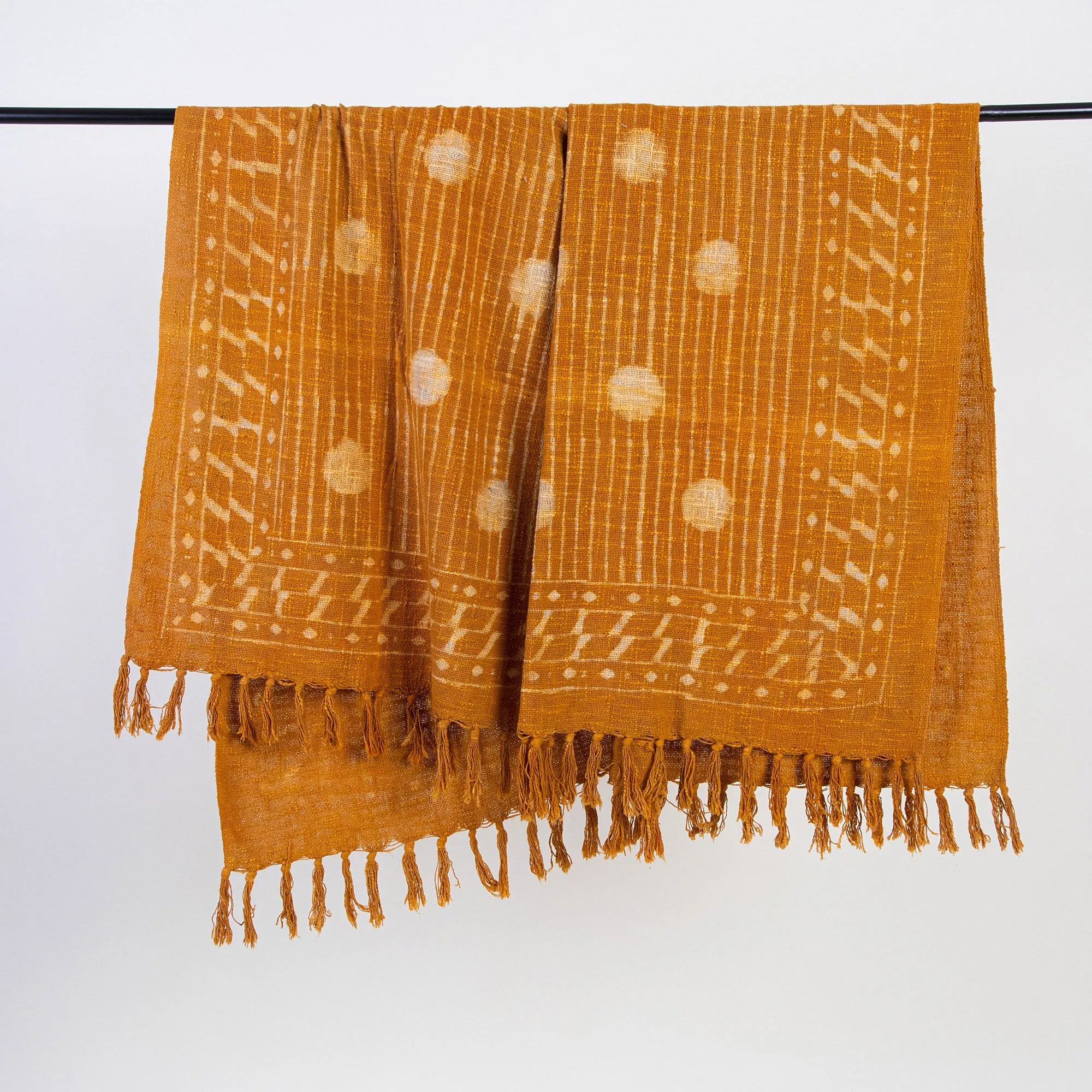 Orange Polka Dots Hand Block Print Organic Cotton Sofa Throw Blanket