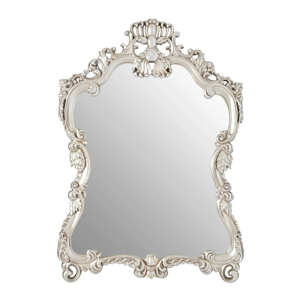 Ornate Silver Shaped Mirror H: 115 cm