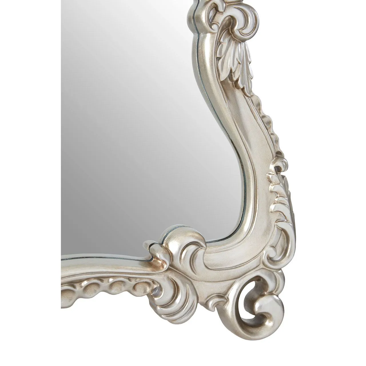 Ornate Silver Shaped Mirror H: 115 cm