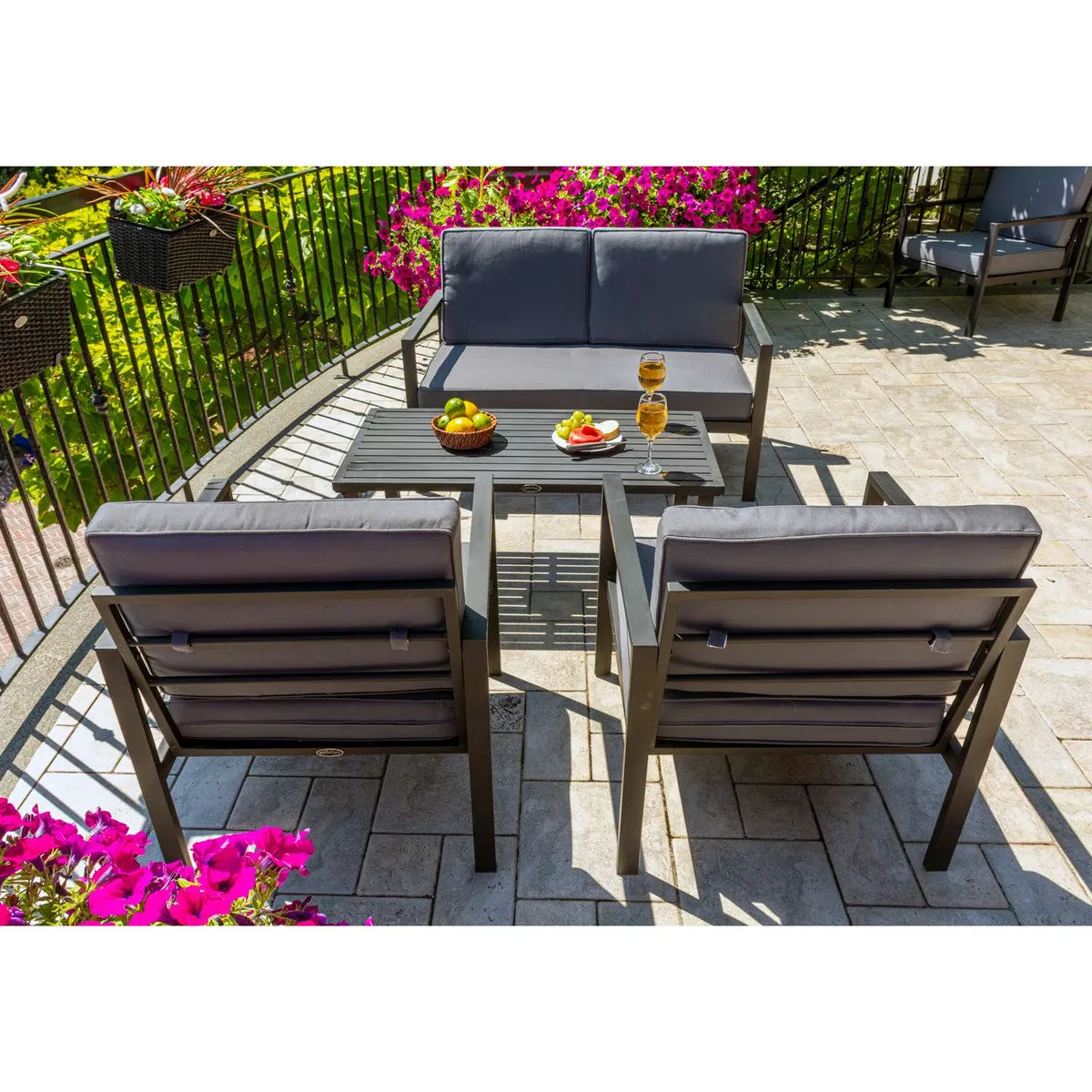 Outdoor Furniture - Patioflare Tylor 4-Piece Aluminum Conversation Set PF10028