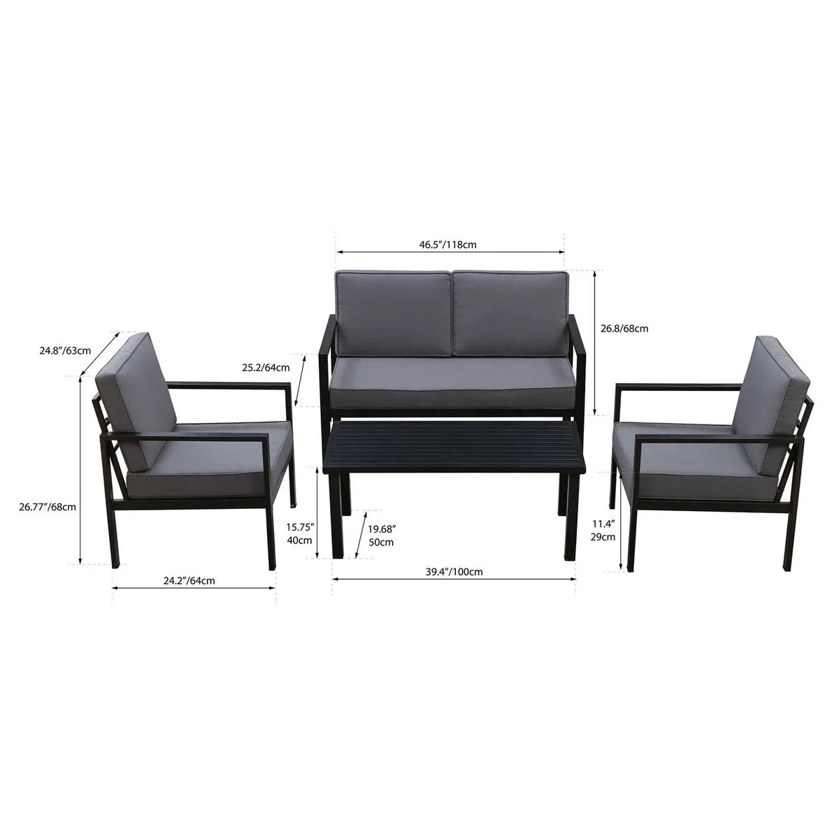 Outdoor Furniture - Patioflare Tylor 4-Piece Aluminum Conversation Set PF10028