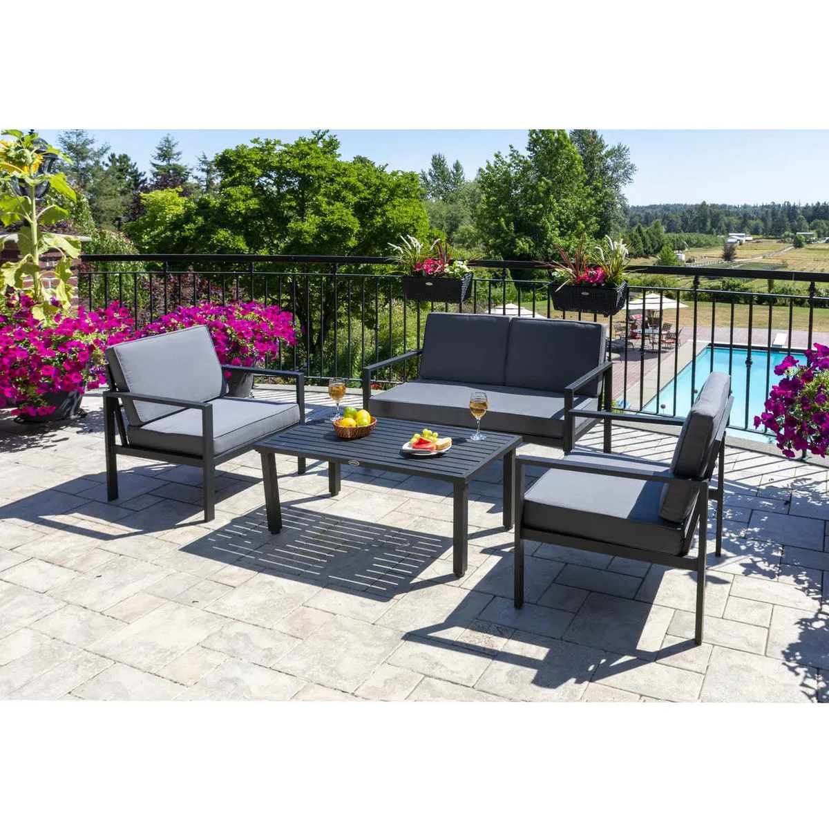 Outdoor Furniture - Patioflare Tylor 4-Piece Aluminum Conversation Set PF10028