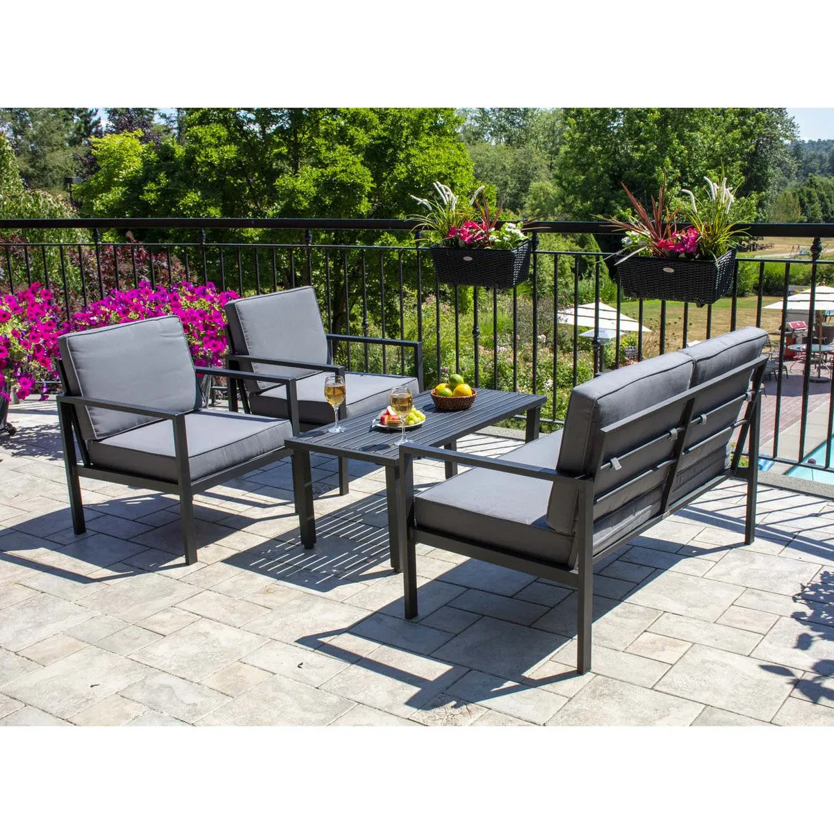 Outdoor Furniture - Patioflare Tylor 4-Piece Aluminum Conversation Set PF10028