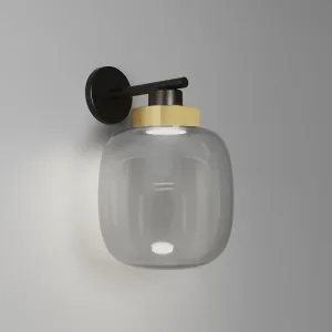 Outlet Legier wall lamp - Small - Sand Black   Brushed Brass, Smoked Glass