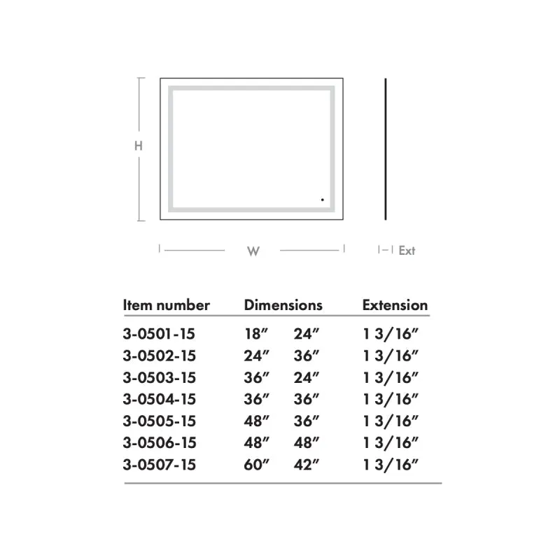 Oxygen 3-0505 Track 48 x 36 LED Mirror, CCT Selectable